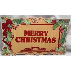 Vintage Eureka Merry Christmas  Paper Velvet ￼Die Cut Wall Decoration Hanging